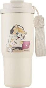 Funkrin Insulated Coffee Mug with Straw & Flip Lid, 24oz Tumbler Cup with Ceramic Coating, Double Wall Vacuum Leak-Proof Travel Mug wiht Tea Infuser for Office School Party Camping - Image 2