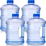 Funnymoom 4 Pcs 1 Gallon Plastic Water Bottles Round Jugs with Handle Portable Water Containers Reusable Leak Proof Bottle for Camping Outdoor Sports Travel - Image 2