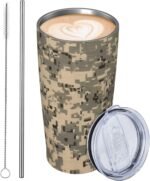GDSHJKLW Army Digital Camouflage Tumbler With Lid And Straw 20oz Travel Coffee Mug Gifts Stainless Steel Vacuum Insulated Car Cup Leakproof Water Bottle For Office Car Home - Image 2