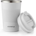 GEMFUL To Go Coffee Mug with Lid 13 oz Insulated Coffee Cups Spill Proof Travel Tumbler Leak Proof Vacuum Stainless Steel Reusable for Hot Cold Drinks Women Men (White) - Image 2