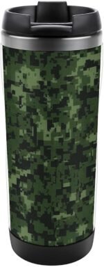 GFLFMXZW Green Army Digital Camouflage Print Tumbler Stainless Steel Tumbler with Lid And Straw Insulated Tumblers Double Wall Vacuum Water Bottle Travel Coffee Mug Gifts for Women Men - Image 2