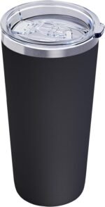 GGQ 20oz Travel Coffee Tumbler Food-Grade 304 Stainless Steel Vacuum Insulated Double Wall Leak-Proof Lid Reusable Straw Hot and Cold Drinks Cup Holder Friendly (Black) - Image 2