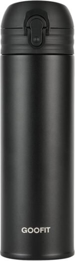 GOOFIT Thermos Double Wall Vacuum Kids Water Bottle,with Snap-On Lid and Locking Ring Insulated Water Bottle BPA Free Suitable for Schools and Travel 16 Oz Black - Image 2