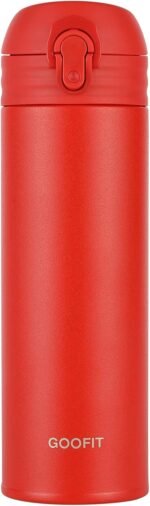 GOOFIT Thermos Double Wall Vacuum Kids Water Bottle,with Snap-On Lid and Locking Ring Insulated Water Bottle BPA Free Suitable for Schools and Travel 16 Oz Red - Image 2