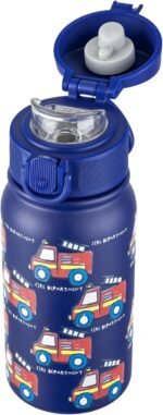 GOPPUS 12 oz Kids Water Bottle - Stainless Steel Insulated Water Bottle, BPA Free, Odorless, Durable and Reusable for School, Sports and Outdoor Activities(Blue fire truck) - Image 2