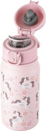 GOPPUS 12 oz Kids Water Bottle - Stainless Steel Insulated Water Bottle, BPA Free, Odorless, Durable and Reusable for School, Sports and Outdoor Activities(Pink Unicorn) - Image 2
