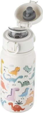 GOPPUS 12 oz Kids Water Bottle - Stainless Steel Insulated Water Bottle, BPA Free, Odorless, Durable and Reusable for School, Sports and Outdoor Activities(white dinosaur) - Image 2