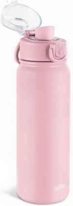 GOPPUS 20 Oz Insulated Stainless Steel Water Bottle BPA-Free Sports Water Bottle, Great for Travel, with Chug Lid - Leak & Sweat Proof with Anti-Dust Lid (Soot powder) - Image 2