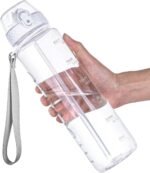 GOPPUS Water Bottles Clear Water Bottle with Straw 32oz Plastic Water Bottles BPA Free Tritan Wide Mouth Bottle Leakproof Motivational bottles water for Gym,Hiking,School or Office(1 Bottles) - Image 2