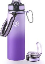 GOSWAG Insulated Sports Water Bottle, 24oz 2 Lids(with Straw/No Straw), Stainless Steel Water Bottles with Paracord Handle, Insulated Bottle with Double-Wall Vacuum Insulation - Image 2