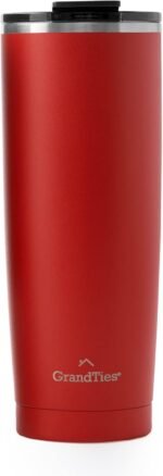 GRANDTIES Insulated Coffee Tumbler Cup w/Tritan Lid | Leak Proof, Reusable, Double Walled Vacuum Stainless Steel Water Bottle Travel Mug | Thermal Cups for Hot and Cold Drinks | 20oz | Cranberry - Image 2