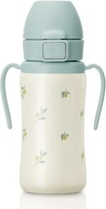 GROSMIMI Insulated 316 Stainless Steel Spill Proof Straw Cup, Water bottle with Flip Top for Toddlers, BPA Free (olive, 10oz) - Image 2