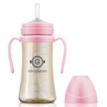 GROSMIMI Spill Proof no Spill Magic Sippy Cup with Straw with Handle for Baby and Toddlers, Customizable, PPSU, BPA Free 10 oz (Pink) - Image 2