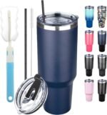 GUDEMAO 40 oz Tumbler with Lids and Straws, Stainless Steel Insulated Coffee Tumbler, Double Wall Vacuum Insulated Travel Mug Cup, Leakproof Thermal Coffee Cup for Hot and Cold Drinks (Navy Blue) - Image 2