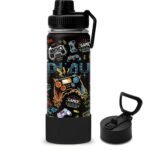 Game Gifts for Kids - 18oz Gamer Water Bottle with Straw & 2 Lid, Game Play Kids Stainless Steel Water Bottle, Insulated, Leak Proof, BPA-Free, for School, Travel, Gamer Gift Cup for Boys Girls - Image 2