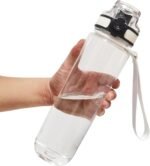 GearTek Tritan Clear Water Bottle | No Markings 32oz Sports Water Bottle | Leak Proof Re-Usable Flip Top Plastic Drinks Bottles for School, Office, Gym, Cycling, Exams (Clear-32oz) - Image 2