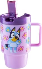 Get Trend Bluey Kids Water Bottle with Straw 16.9 oz BPA Free Plastic Cup with Lid Handle Reusable Drinking Tumbler for School Gifts for Kids (Purple Bluey) - Image 2