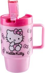 Get Trend Hello Kitty Sanrio Kids Water Bottle with Straw 16.9 oz BPA Free Leakproof Plastic Cup with Lid Handle Kawaii Tumbler Gifts for Kids (Pink Hello Kitty) - Image 2
