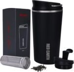 GiNT 17oz Travel Mug with Infuser and Two Lids. Vacuum Insulated 316 Stainless Steel Coffee Mug. Dishwasher Safe Mug with Tea Strainer for Hot and Cold Brew Coffee or Tea(Black) - Image 2