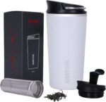 GiNT 17oz Travel Mug with Infuser and Two Lids. Vacuum Insulated 316 Stainless Steel Coffee Mug. Dishwasher Safe Mug with Tea Strainer for Hot and Cold Brew Coffee or Tea(White) - Image 2