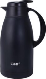 GiNT Stainless Steel Thermal Coffee Carafe, Double Walled Vacuum Water and Beverage Dispenser, 12 Hour Heat Retention, 65 OZ /1.9 Liter Black - Image 2