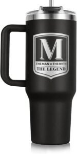 Gifts for Men, Initial 40oz Tumbler with handle and straw, Best Father's Day Gift, Personalized Birthday Gifts for Men, Dad, Grandpa, Husband,The Man The Myth The Legend Cup for Coffee (M) - Image 2