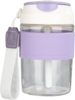 Glass Bottle Kids 15oz Portable,Leak - Proof, Easy to Carry Glass Water Bottles,Ideal for On - the - Go Sipping (Purple) - Image 2