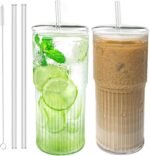 Glass Cups with Lids and Glass Straws, High Borosilicate 20OZ Tumblers (2Pcs) for Coffee, Tea, Juice, Smoothies, Hot/Cold Drinks at Home, Office - Image 2