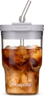 Glass Cups with Lids and Straws,16oz/480ml Reusable Iced Coffee Glasses & Juice Bottles,Cold Brew Tumblers with Leakproof Lids,BPA-Free Glass Jars for Juicing,Matcha,Tea,Smoothie (Grey) - Image 2