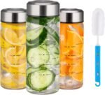 Glass Juice Bottles 12oz - 3 Pack Wide Mouth Water Bottles with Lids for Juicing Reusable Juice Bottles for Smoothie Beverage Storage BPA Free Leakproof Borosilicate - Image 2