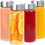 Glass Juice Bottles 4 Pack 16 oz - Wide Mouth Glass Water Bottles with Lids - for Juicing, Smoothies, Milk, Protein, BPA Free, Reusable, Stainless Steel Lids, Leak Proof, Shaker bottle (500 ml) - Image 2