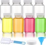 Glass Juice Shot Bottles with Caps - 8 Pack 3.5oz Small Clear Leak Proof Juicing Bottles Reusable Juice Containers Jars with Lids for Juicing Beverage Storage Liquids with Brush and Funnel - Image 2