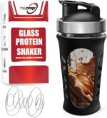 Glass Protein Shaker Bottle for Protein Mixes and Shakes - 635ml 20oz, BPA-Free Shake Bottle, Leak-Proof Glass Shaker Blender - Mixer for Gym, Durable Shaker - Image 2