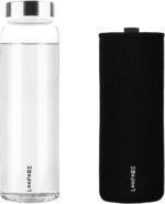 Glass Water Bottles 32 oz, 1 liter / 1000ml Wide Mouth Glass Drinking Bottles with Lids, Large Reusable Borosilicate Glass Water Bottle for School Home Office Travel Sport Yoga Gym, Black - Image 2