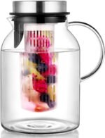 Glass Water Pitcher, Fruit Infuser Pitcher with Removable Lid, High Heat Resistance Infusion Carafe for Hot/Cold Water, Flavor-Infused Beverage & Iced Tea - 2 Qt - Image 2