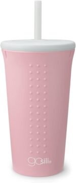 GoSili Eco-Friendly Reusable Silicone Straw Tumbler, Nontoxic and Dishwasher Safe - 16oz, Millenial Pink - Image 2