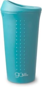 GoSili Reusable Silicone Tumbler with lid - 100% European-Grade Platinum Silicone, Stainless-Steel Ring, Eco-Friendly, Stain-Resistant, Dishwasher and Microwave Safe - 16oz, Sky Blue - Image 2