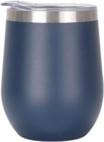 Gteller 12 oz Stainless Steel Wine Tumbler Stemless Glasses with Lid, Double Wall Insulated Travel Mug Perfect for Wine, Coffee, Drinks, Champagne, Cocktails (Blue) - Image 2