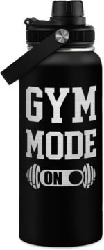 Gym Insulated Engraved Stainless Steel Water Bottle 32oz, Vacuum Chug Lid Travel Tumbler For Men Friends Dad Gymer Trainer, Gym Mode on, Gift for Birthday Christmas Father's Day - Image 2