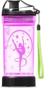 Gymnastics Gifts for Girls, Light Up Kids Water Bottle,Gymnastics Accessories for Girls Sport Cup with 3D Glowing LED Light - 14 OZ Tritan BPA-Free - Gifts for School, Camping, and Holidays - Image 2