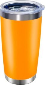 HAOLI 1 Pack 20oz Stainless Steel Tumbler with Lid, Leakproof Double Wall Travel Mug for Hot/Cold Drinks, Home Office Outdoor Party Use, Durable Powder Coated Insulated Cup/Orange - Image 2