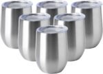 HASLE OUTFITTERS 12oz Wine Tumbler with Lid Stemless Wine Glasses Double Wall Vacuum Travel Mugs stainless steel Coffee Cup for Cold & Hot Drinks Wine Coffee Cocktails Beer 6 Pack Stainless Steel - Image 2
