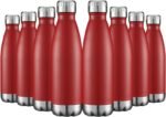 HASLE OUTFITTERS 17oz Stainless Steel Water Bottles Bulk, Vacuum Insulated Water Bottles Double Walled Powder Coated Reusable Metal Sports Water Bottles Keep Drinks Hot and Cold, Red, 8Packs - Image 2