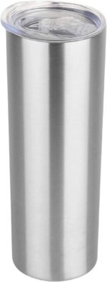 HASLE OUTFITTERS 20 oz Skinny Tumbler, Stainless Steel Insulated Slim Tumbler with Lid, Reusable Double Wall Travel Coffee Mug, Durable Powder Coated Travel Water Cup(Stainless Steel, 1) - Image 2