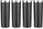 HASLE OUTFITTERS 20 oz Skinny Tumblers Bulk Set, Stainless Steel Insulated Slim Tumblers with Lids, Reusable Double Wall Travel Coffee Mugs, Durable Powder Coated Travel Water Cups(Black, 4) - Image 2