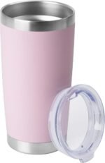 HASLE OUTFITTERS 20oz Stainless Steel Tumblers Bulk, Insulated Travel Cup with Lid, Double Wall Vacuum Coffee Mug for Cold & Hot Drinks 1 Pack, Light Pink - Image 2
