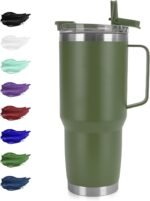 HASLE OUTFITTERS 30oz Tumbler With Handle, Insulated Travel Coffee Mug With Straw Leak-Proof Double Wall Stainless Steel Vacuum Tumblers Metal Cup with Straw for Hot and Cold Drink - Image 2