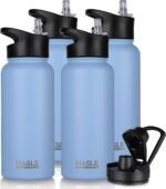 HASLE OUTFITTERS 32 oz Insulated Water Bottle Stainless Steel Double Walled Vacuum Sports Water Bottle with 2 Lids (Straw and Spout Lid) for Gym Camping Hiking(Blue,4) - Image 2
