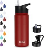 HASLE OUTFITTERS Insulated Water Bottle Kids 16 oz Double Wall Vacuum Stainless Steel Water Bottle Leak Proof for School Wide Mouth with Straw Lid & Spout Lid Keeps Cold and Hot(Red,1pack) - Image 2