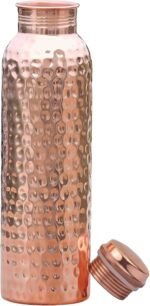HOMEZY Copper Water Bottle (34oz/1000ml) 100% Pure Handmade Hammered Ayurvedic Pure Copper Vessel for Drinking Heavy Duty & Leak-proof - Image 2